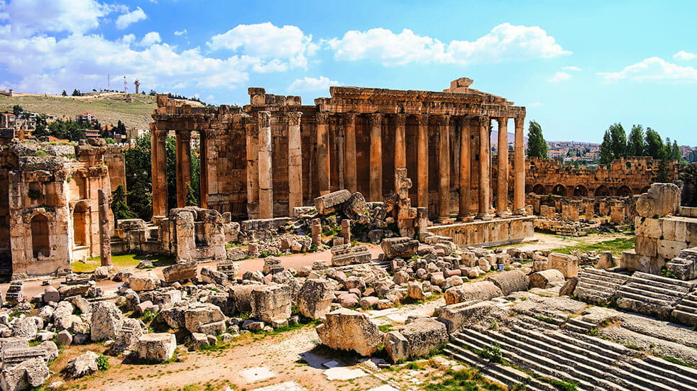 Baalbek is a huge Roman temple complex in eastern Lebanon